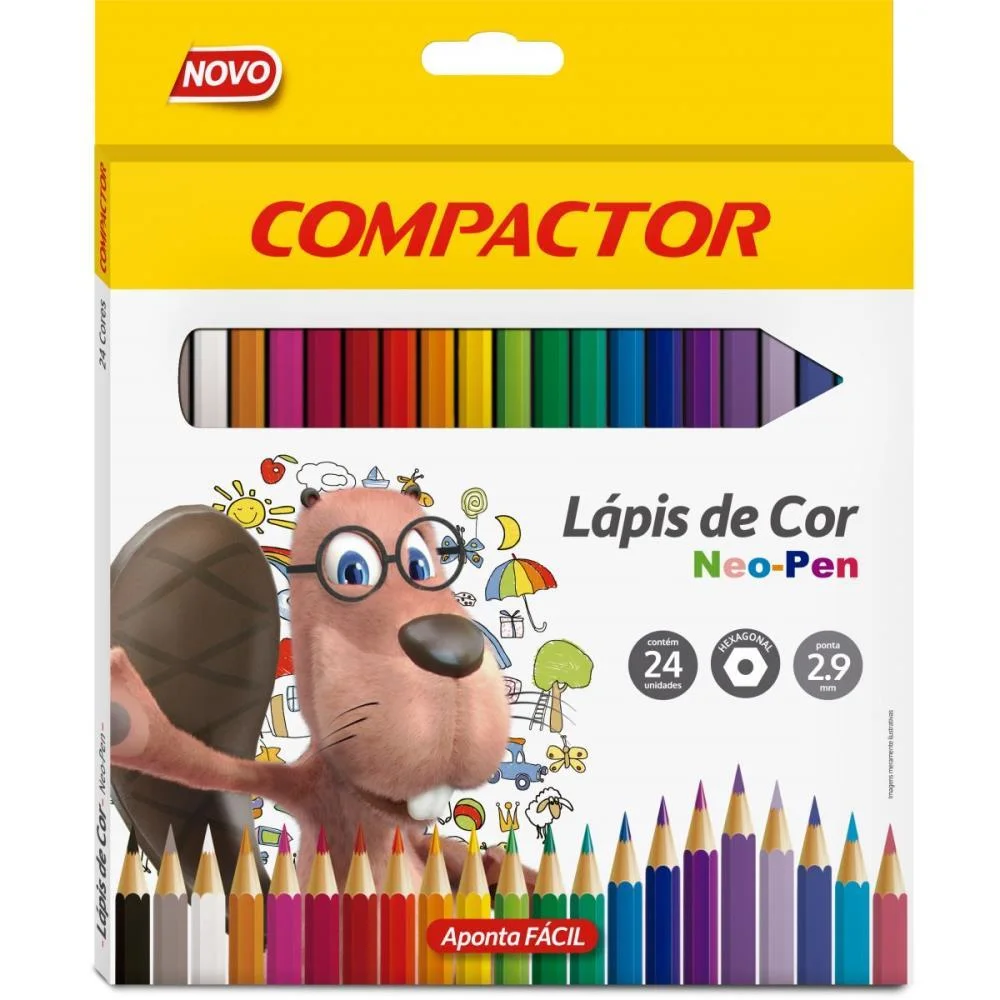 Lapis De Cor Sextavado Neo-Pen 24Cores 2,9Mm Compactor (Pct.c/06)