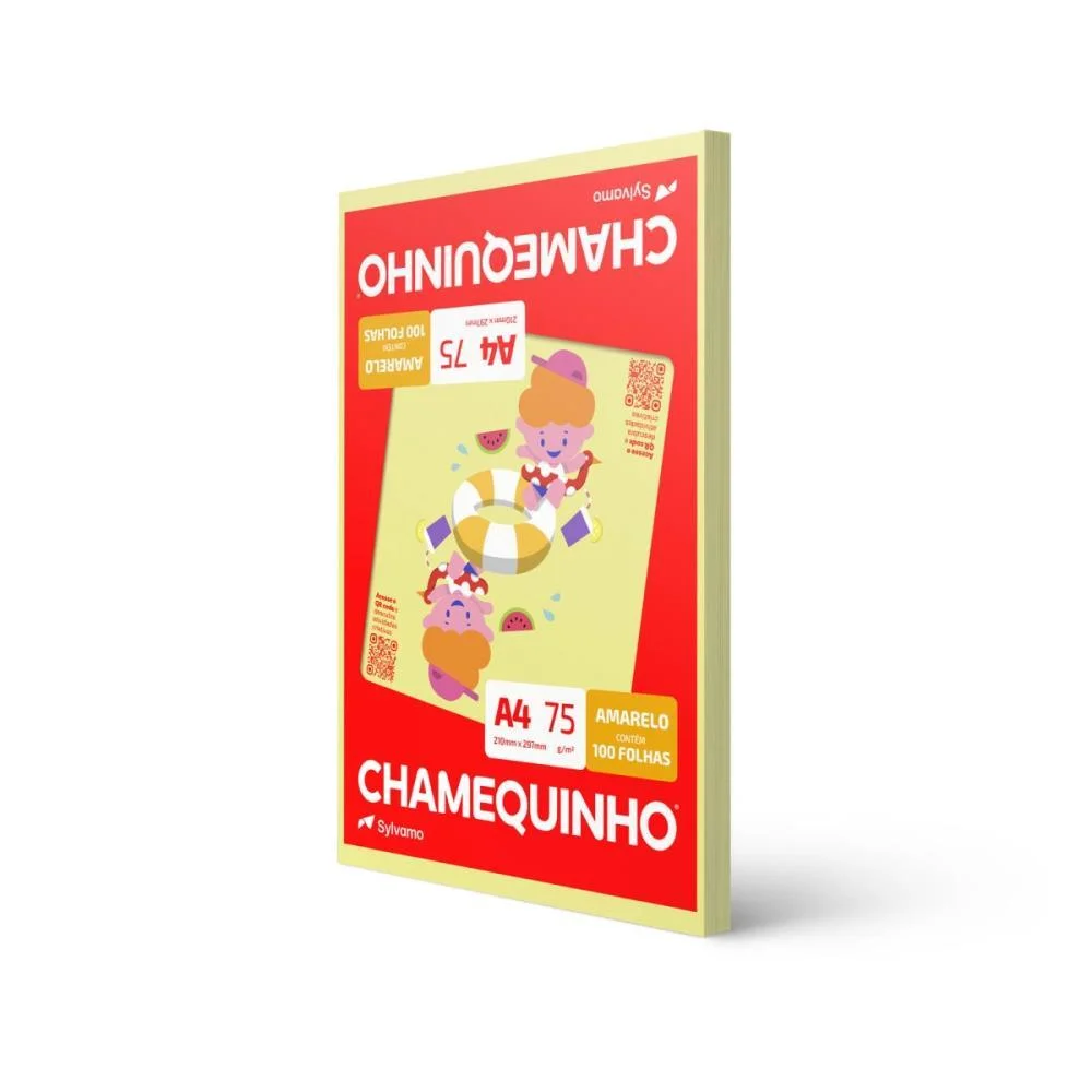 Papel Sulfite A4 Colorido Chamequinho 75G Amarelo Chamex (Pct/100)