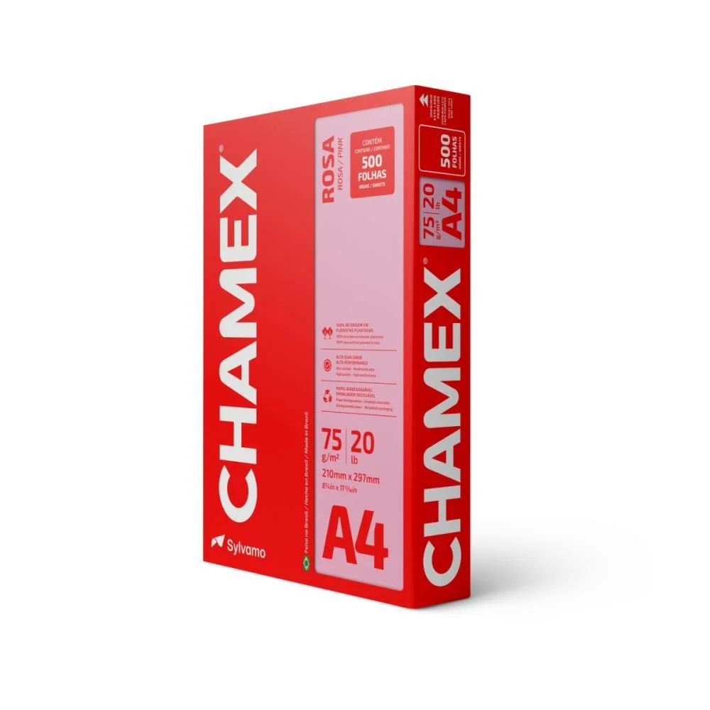 Papel Sulfite A4 Colorido Chamex 75G Rosa Chamex (Pct/500)