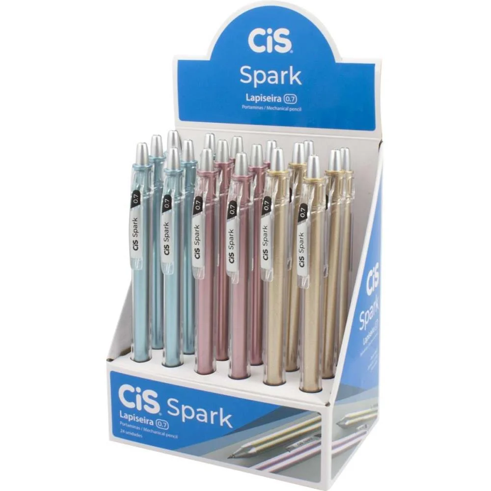 Lapiseira 0.7Mm Cis Spark 3Cores Metalicas Sertic C/ 24 Unidades