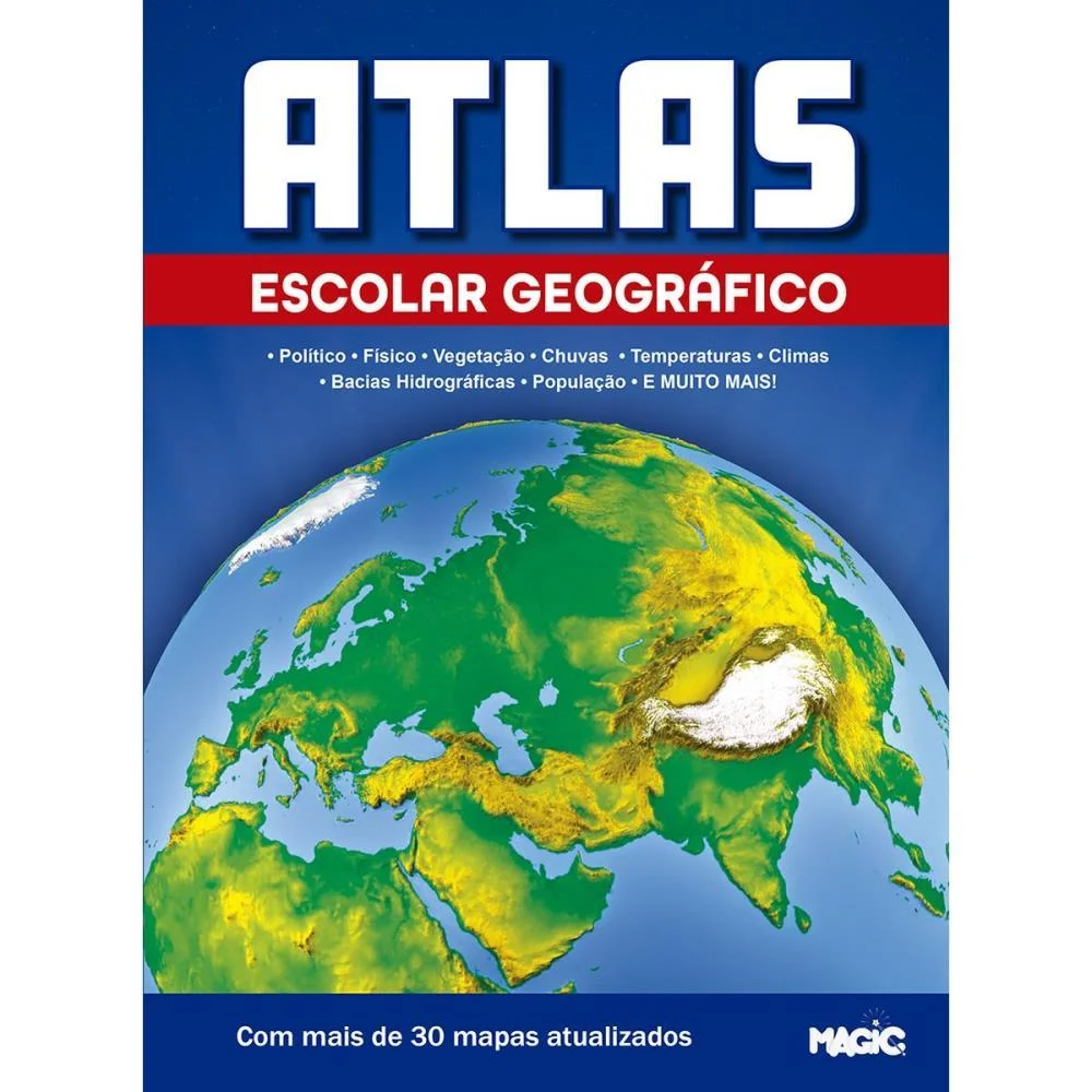 Livro Atlas Geografico Escolar 32P 27X20Cm Magic Kids