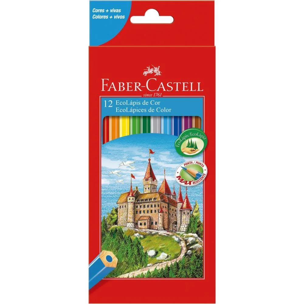 Lapis De Cor Sextavado Ecolapis 12 Cores S/Kit Faber-Castell (Pct.c/12)
