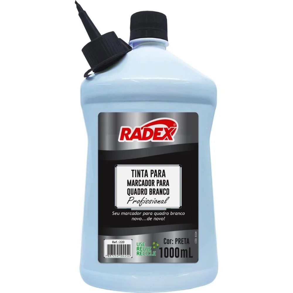 Tinta Marcador Quadro Branco Reabastecedor 1000Ml Preto Radex