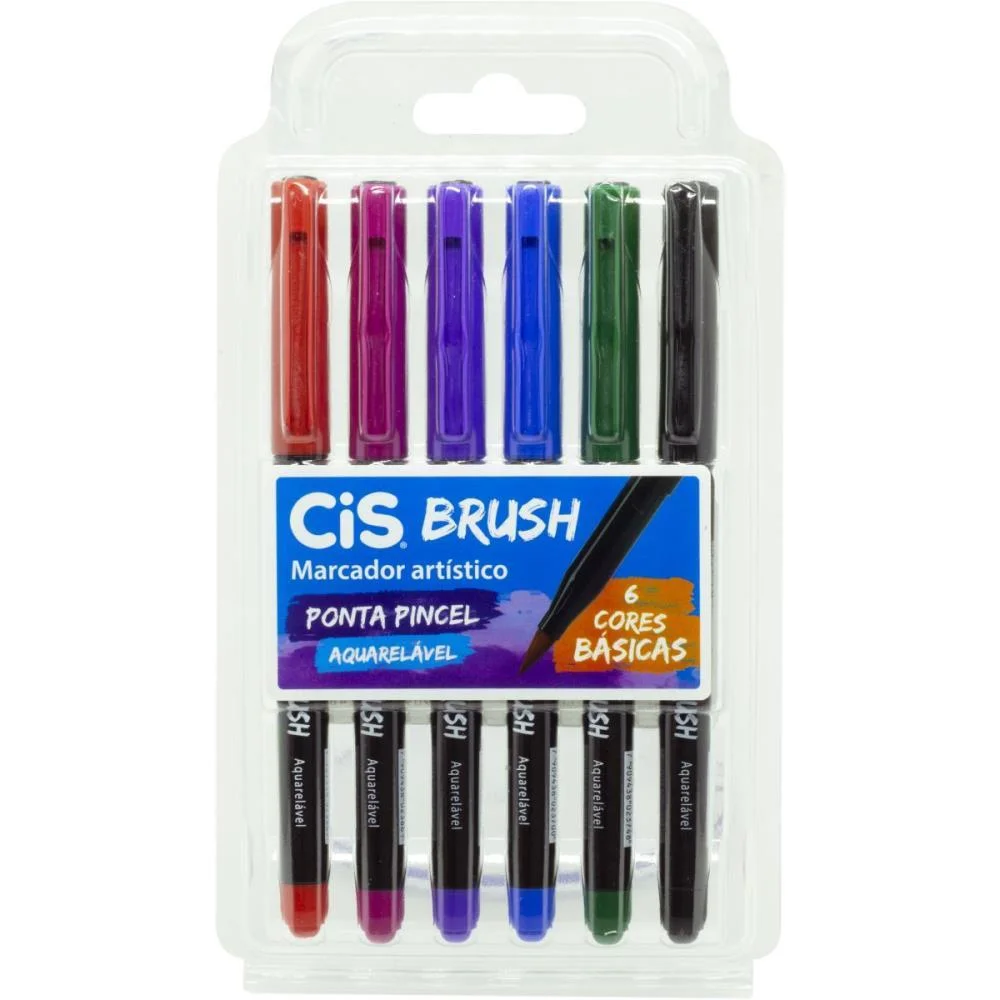 Marcador Artistico Cis Brush 6Cores Sertic (Estojo)