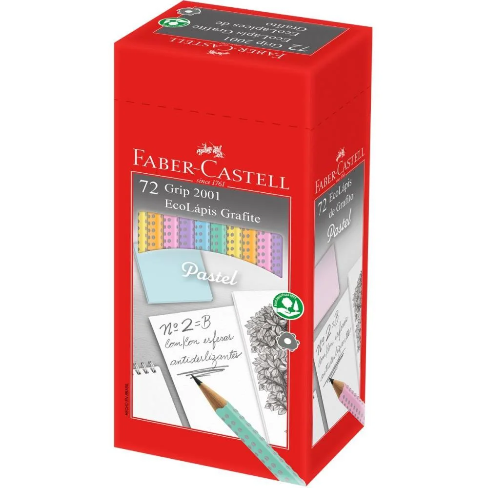 Lapis Preto Triangular Ecolapis Grip 2001 Tons Pastel Faber-Castell (Cx.c/72)