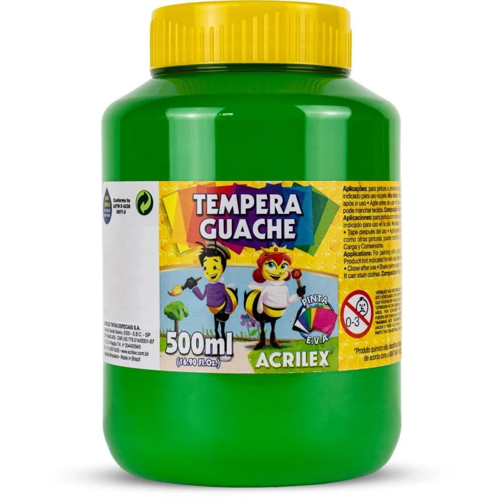 Tinta Guache 500Ml Verde Folha Acrilex (Cx.c/06)