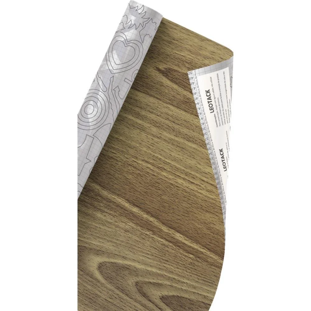 Plastico Adesivo 45Cmx10M Madeira Vinhatico 0,80 Leonora (Rolo)