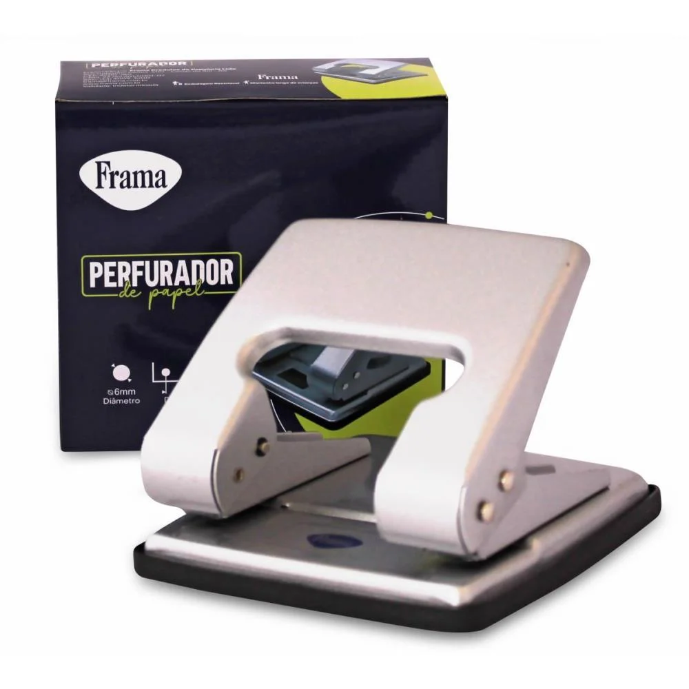 Perfurador De Papel Metal Medio Prata P/20Fls Frama