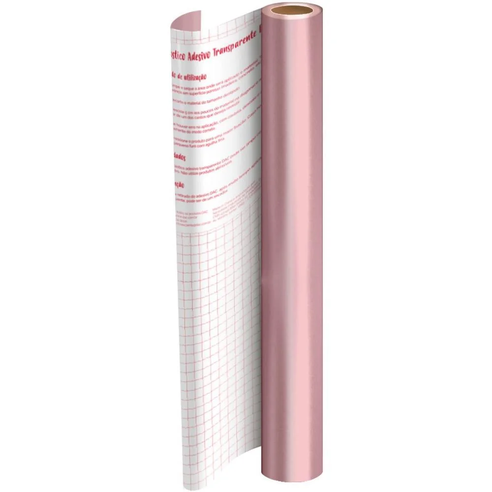 Plastico Adesivo 45Cmx10M Metalico Rosa Pp 0,08 Dac (Rolo)