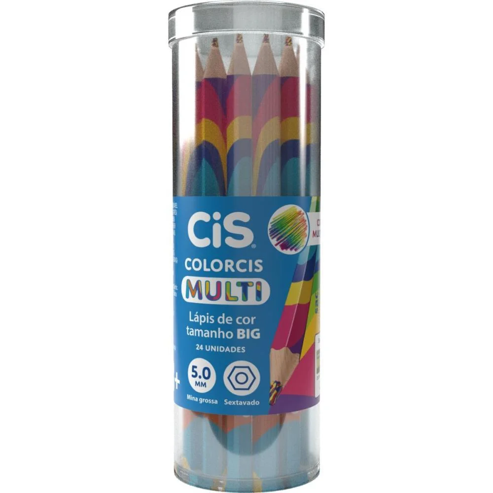 Lapis De Cor Jumbo Cis Multicolor Grafite 4 Cores Sertic (Pote-24)