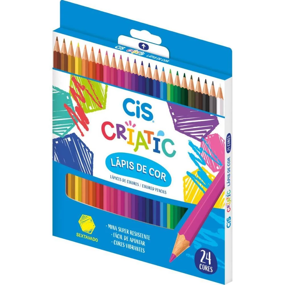 Lapis De Cor Sextavado Cis Criatic 24 Cores Sertic (Pct.c/06)