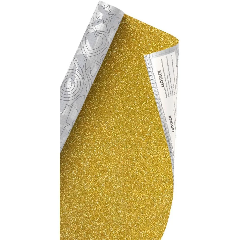 Plastico Adesivo 45Cmx10M Brilho Dourado 0,80 Leonora (Rolo)