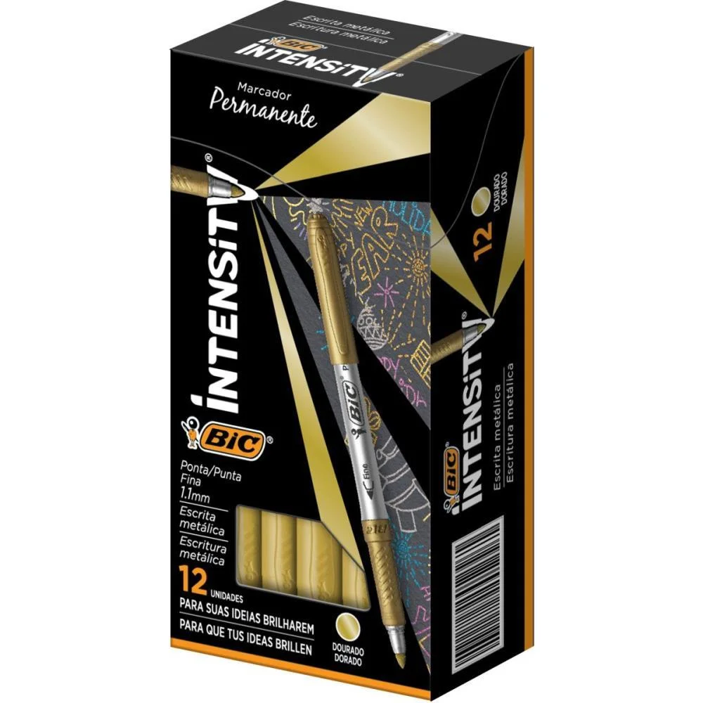 Pincel Marcador Permanente Marking Metalico 1.1Mm Dourado Bic (Cx.c/12)