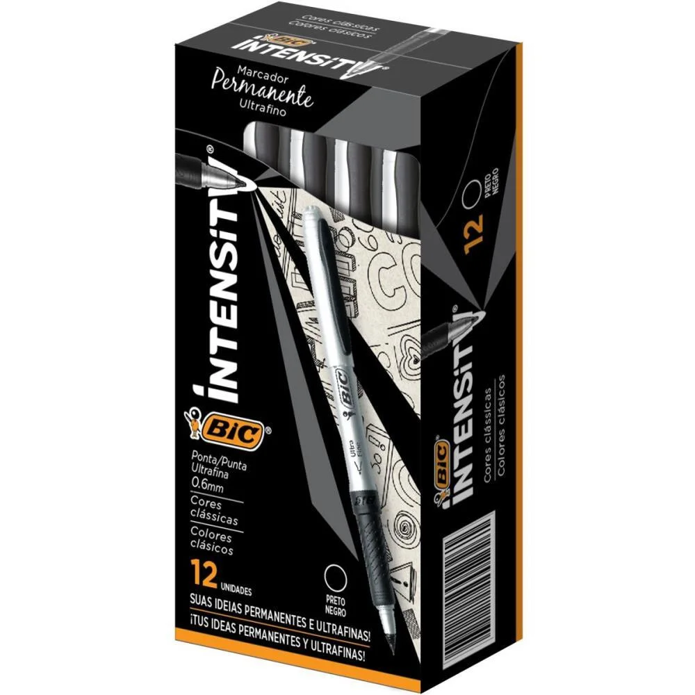 Pincel Marcador Permanente Marking 1.1Mm Preto Bic (Cx.c/12)