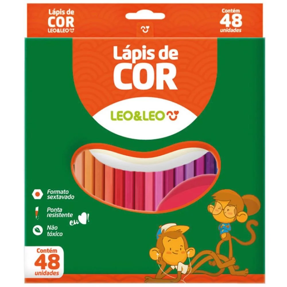 Lapis De Cor Sextavado Leo E Leo 48 Cores Leonora (Pct.c/03)