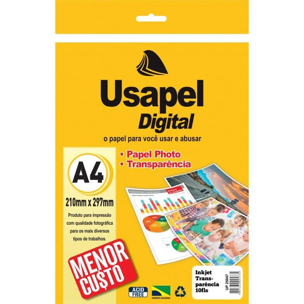 Transparencia Inkjet Usapel A4 75G Sem Tarja Filiperson (Pct.c/10)