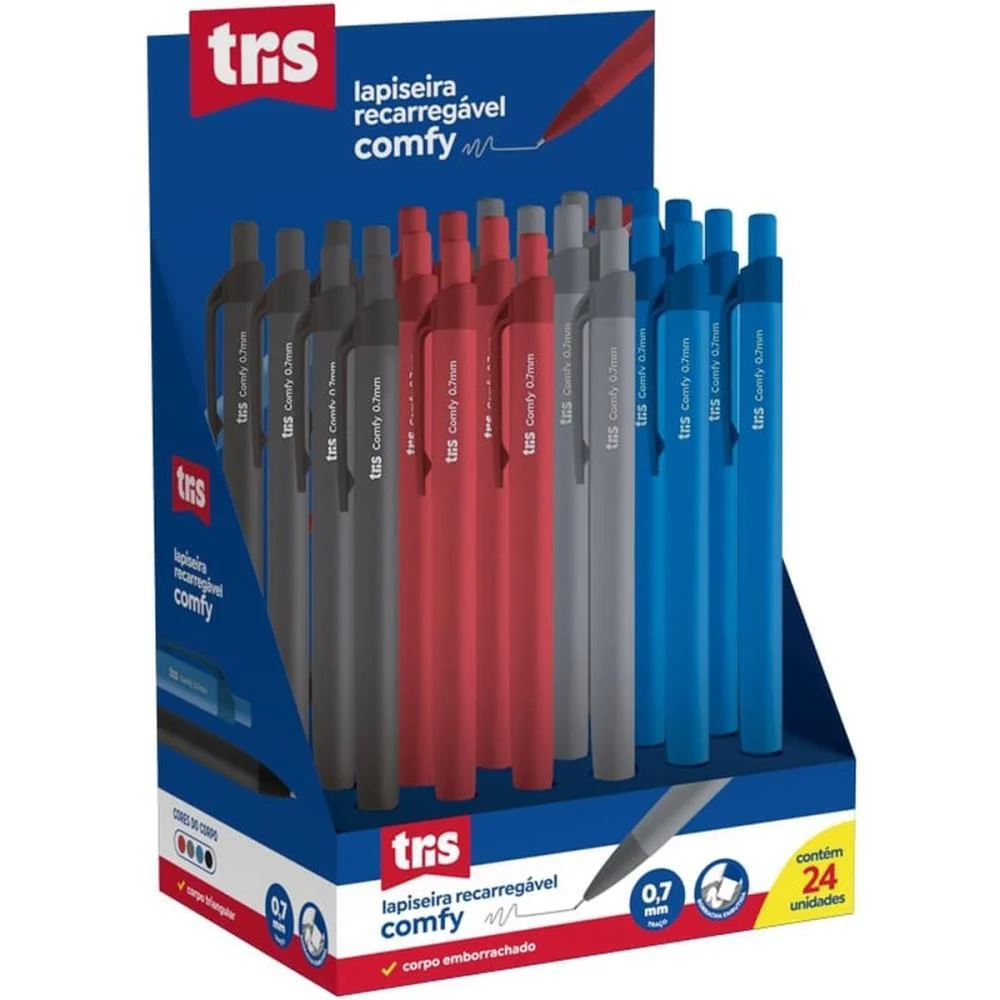 Lapiseira 0.7Mm Tris Comfy 4Cores Classicas Summit C/ 24 Unidades
