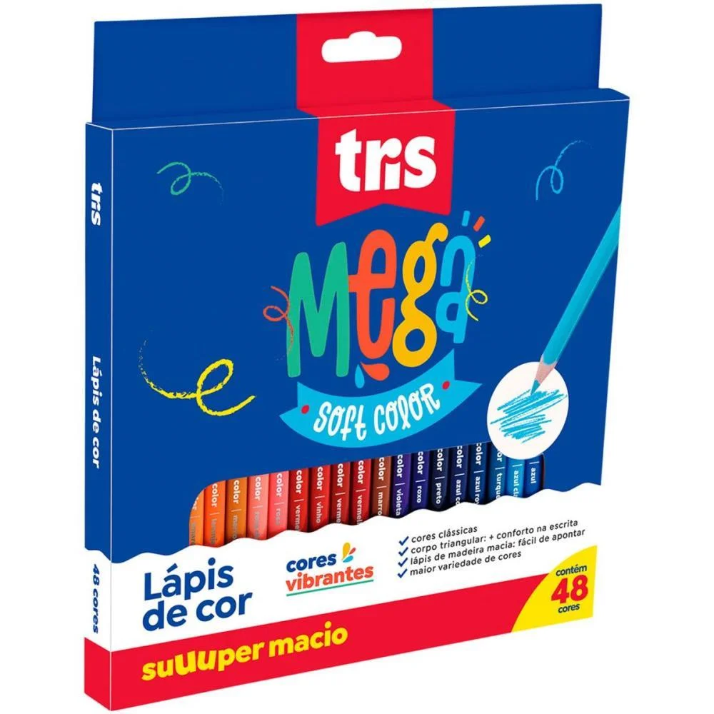 Lapis De Cor Triangular Mega Soft Color 48Cores Summit (Estojo)