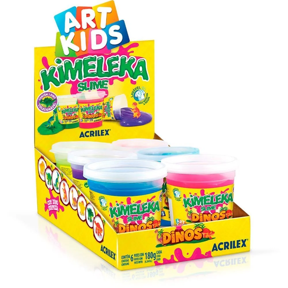 Slime Kimeleka Dinos 180G Sortido Acrilex (Cx.c/06)