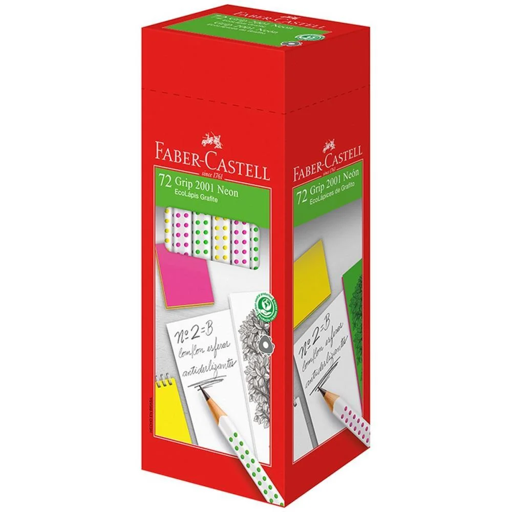 Lapis Preto Triangular Ecolapis Grip 2001 Neon Faber-Castell (Cx.c/72)