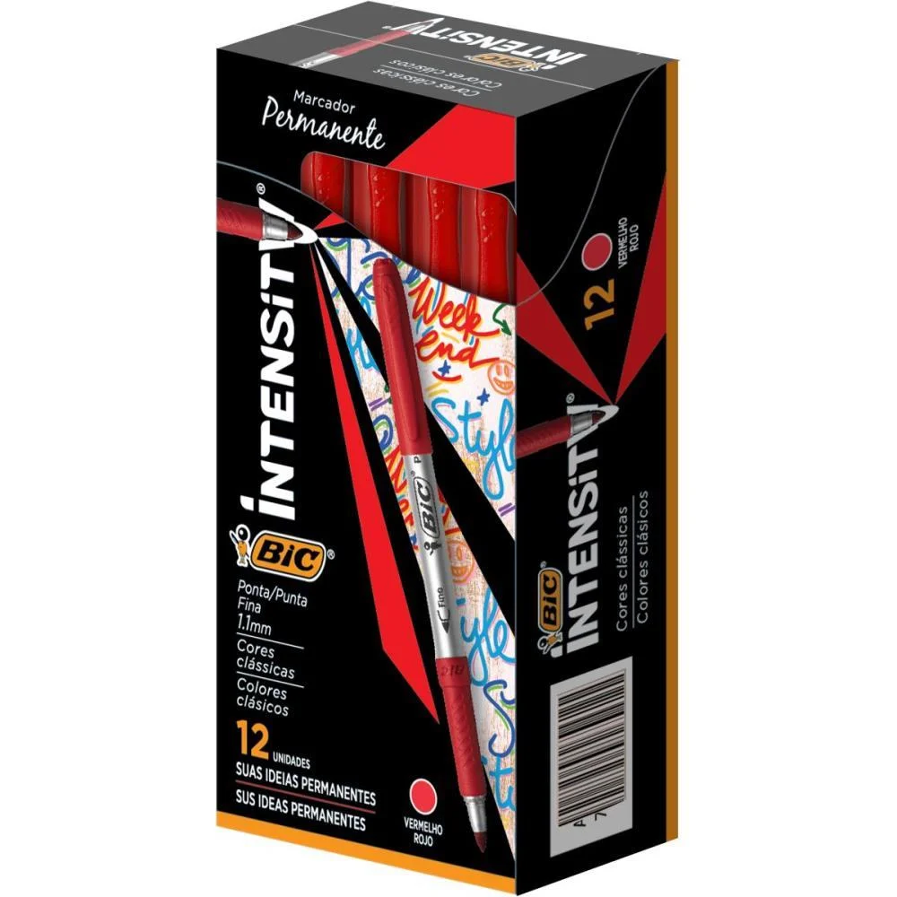 Pincel Marcador Permanente Marking 1.1Mm Vermelho Bic (Cx.c/12)