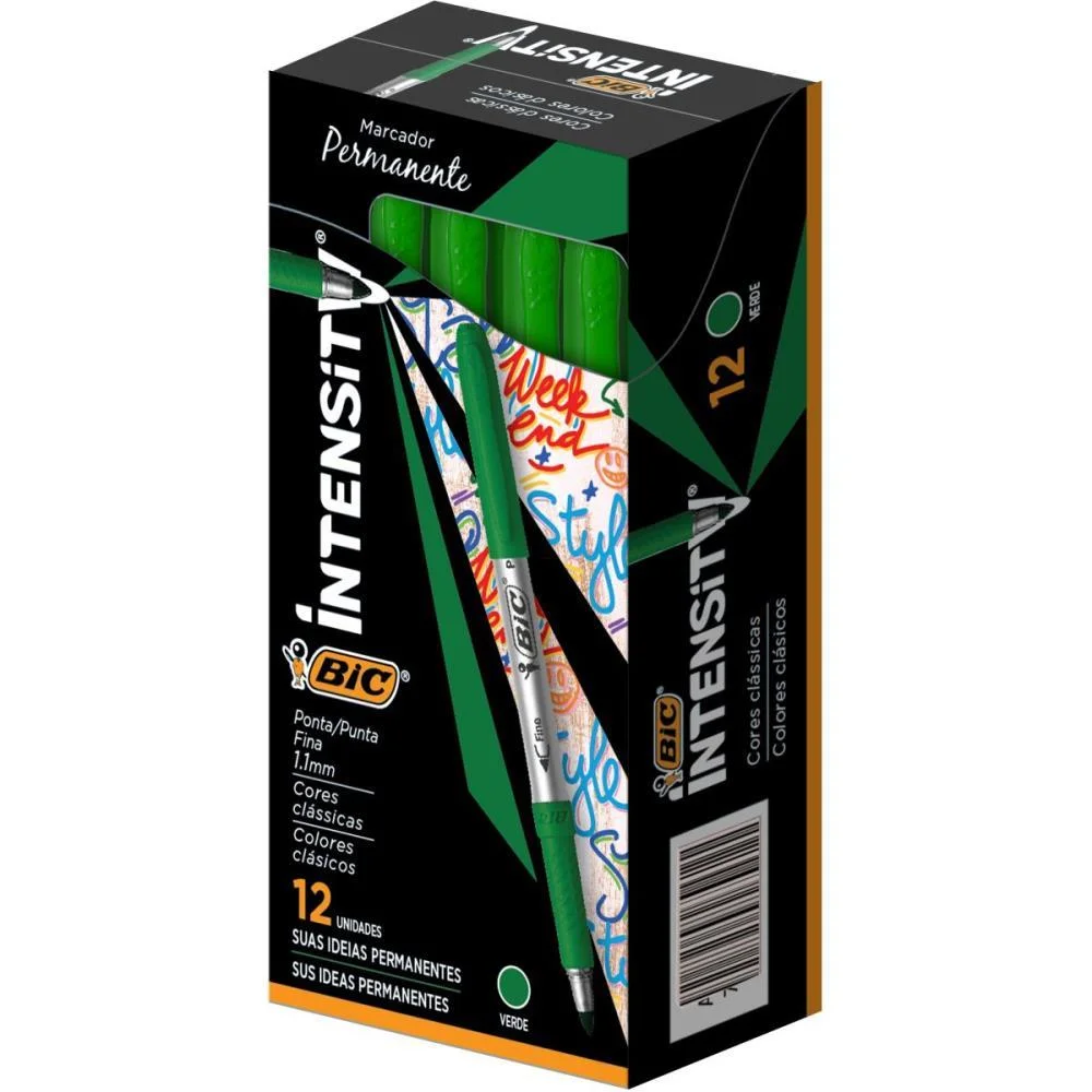 Pincel Marcador Permanente Marking 1.1Mm Verde Bic (Cx.c/12)