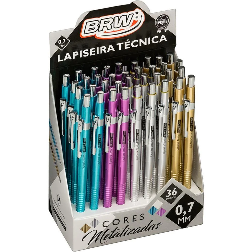 Lapiseira 0.7Mm Tecnica Metalizada 4Cores (S) Brw C/ 36 Unidades
