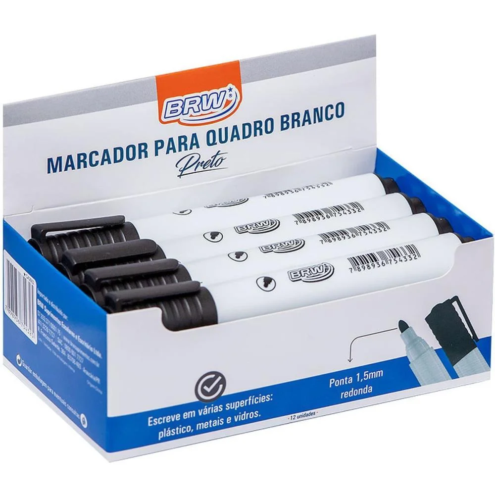 Pincel Quadro Branco Preto Brw (Cx.c/12)