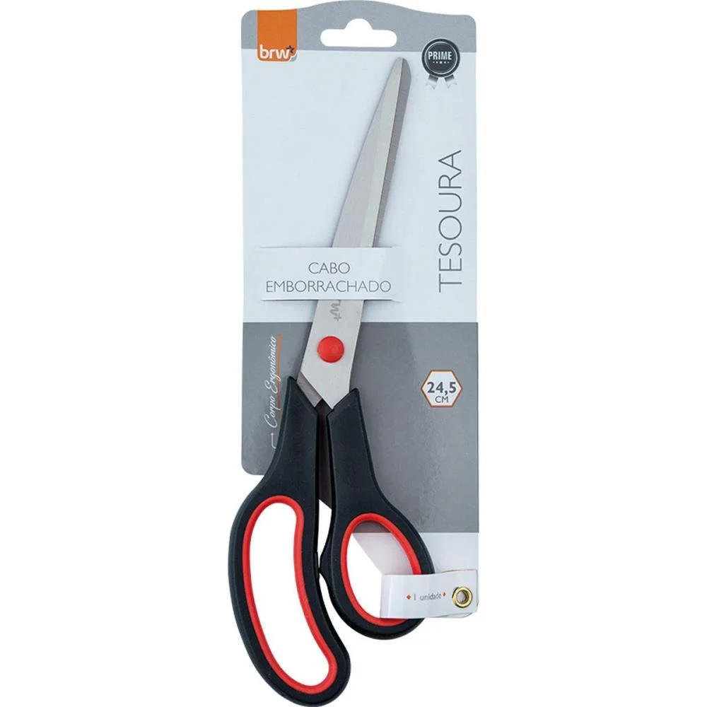 Tesoura Ergonomica Cabo Preto 24,5Cm Brw (Blister)