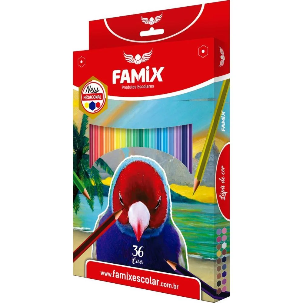 Lapis De Cor Sextavado 36 Cores Famix (Pct.c/04)