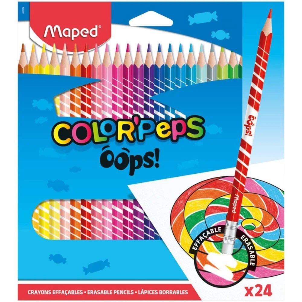 Lapis De Cor Triangular Color Peps Apagavel 24Cores Maped (Pct.c/03)