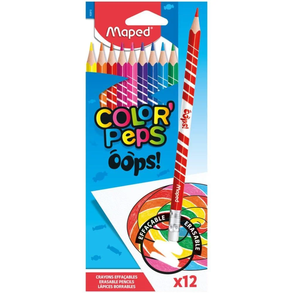 Lapis De Cor Triangular Color Peps Apagavel 12Cores Maped (Estojo)