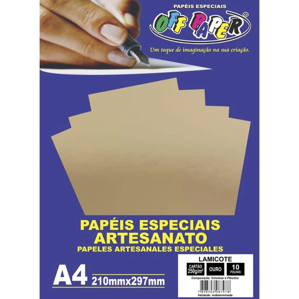 Papel Laminado Lamicote A4 250G Ouro Off Paper (Pct.c/10)