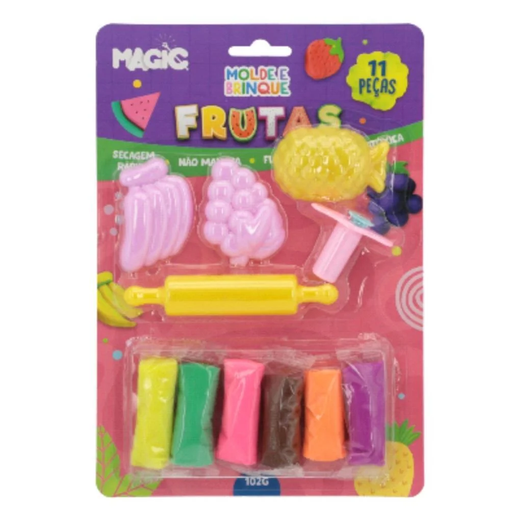 Massa Para Modelar Criativa Frutas 11Pcs Molde E Brinque Magic Kids