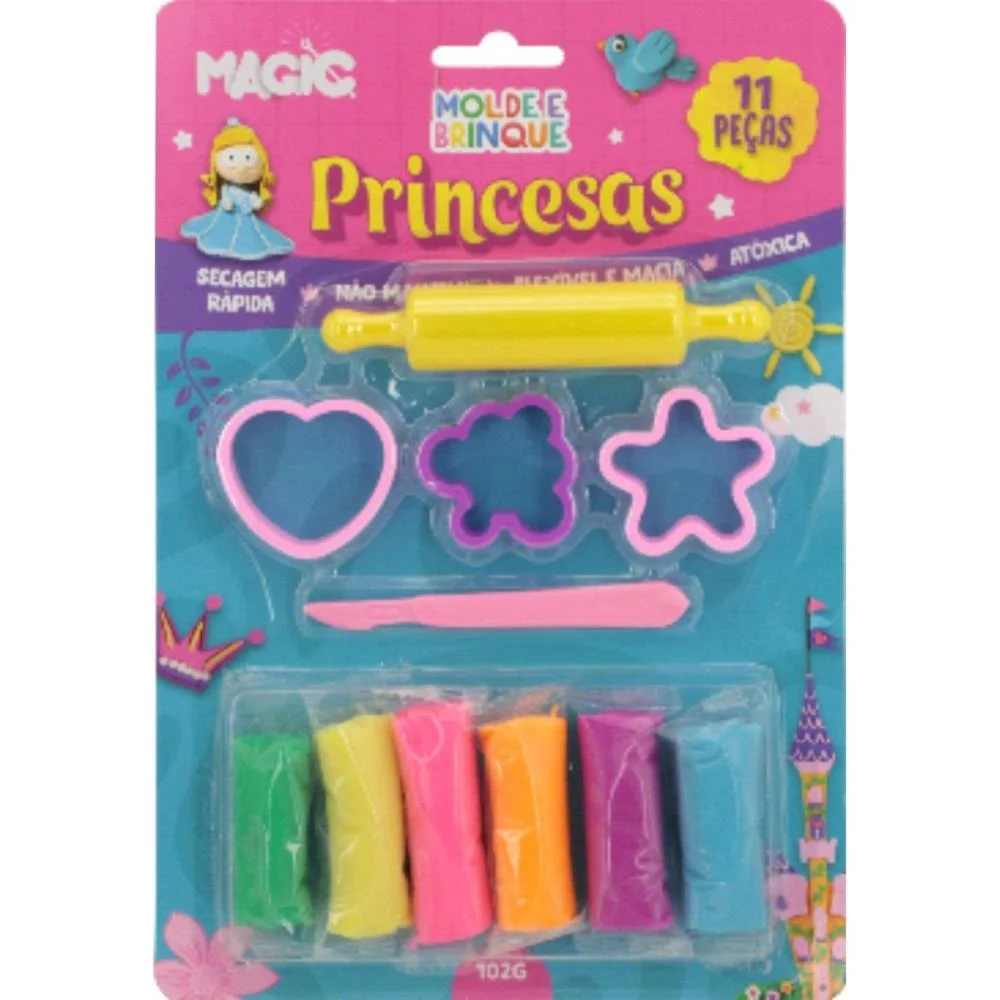 Massa Para Modelar Criativa Princesas 11Pcs Molde E Brinqu Magic Kids