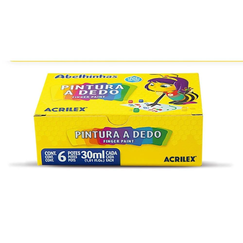 Tinta Pintura A Dedo 06 Cores 30Ml. Acrilex (Pct.c/12)