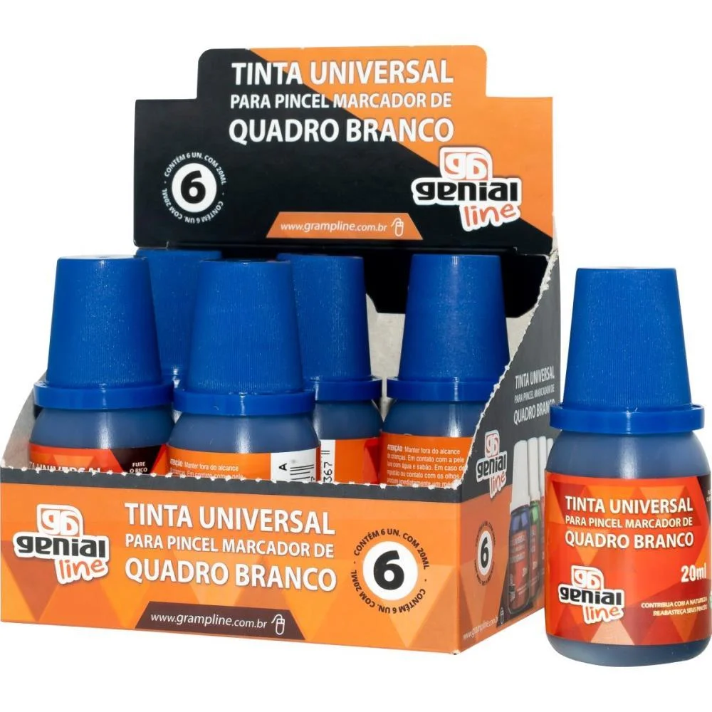 Tinta Marcador Quadro Branco Reabastecedor Genial 20Ml Azul Gramp Line (Cx.c/06)
