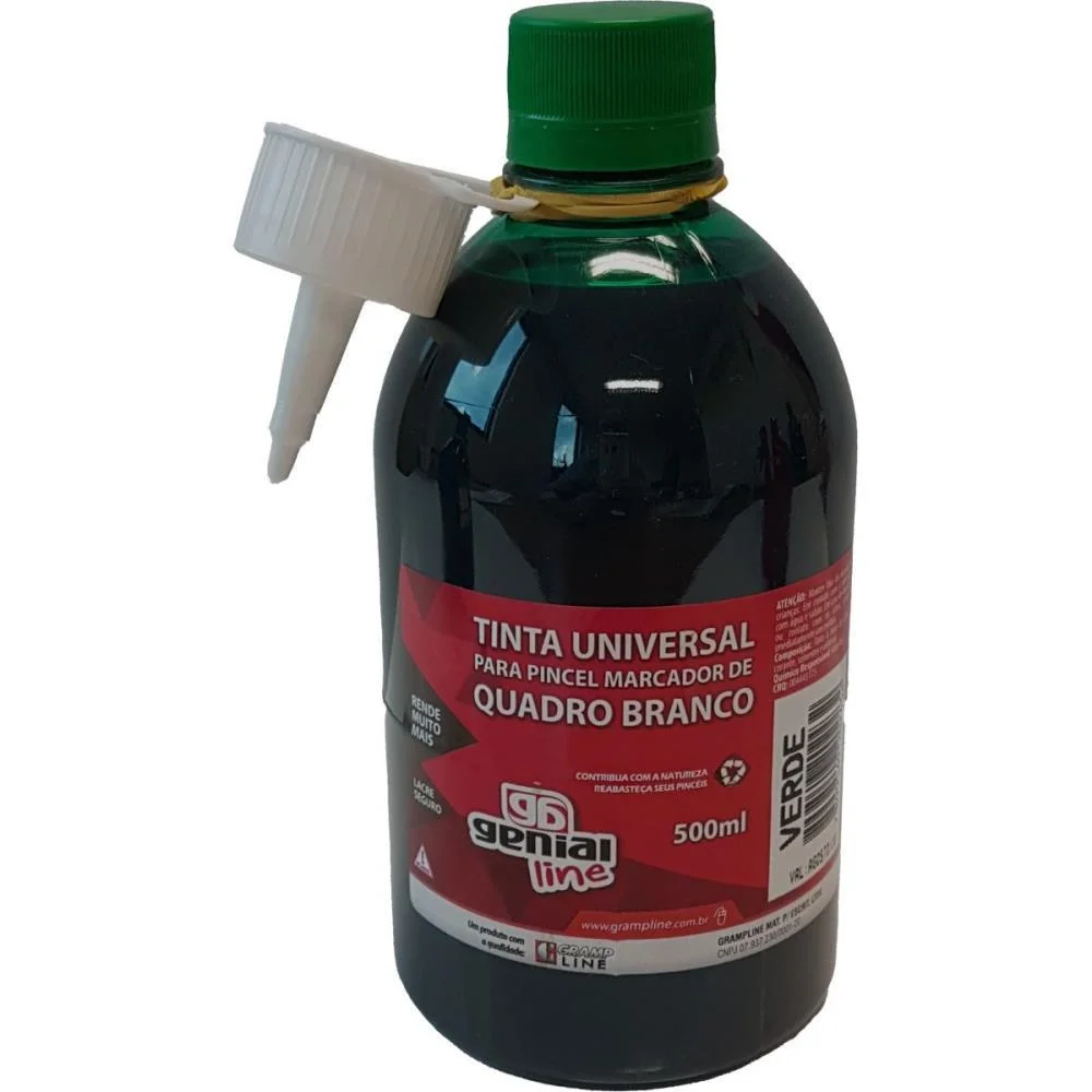 Tinta Marcador Quadro Branco Reabastecedor Ge-500Ml Verde Gramp Line