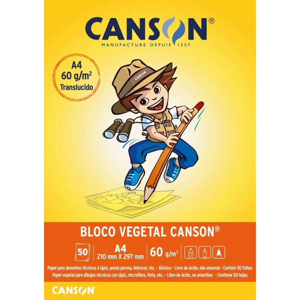 Papel Vegetal Escolar 50Fls A4 60G Canson (Pacote)