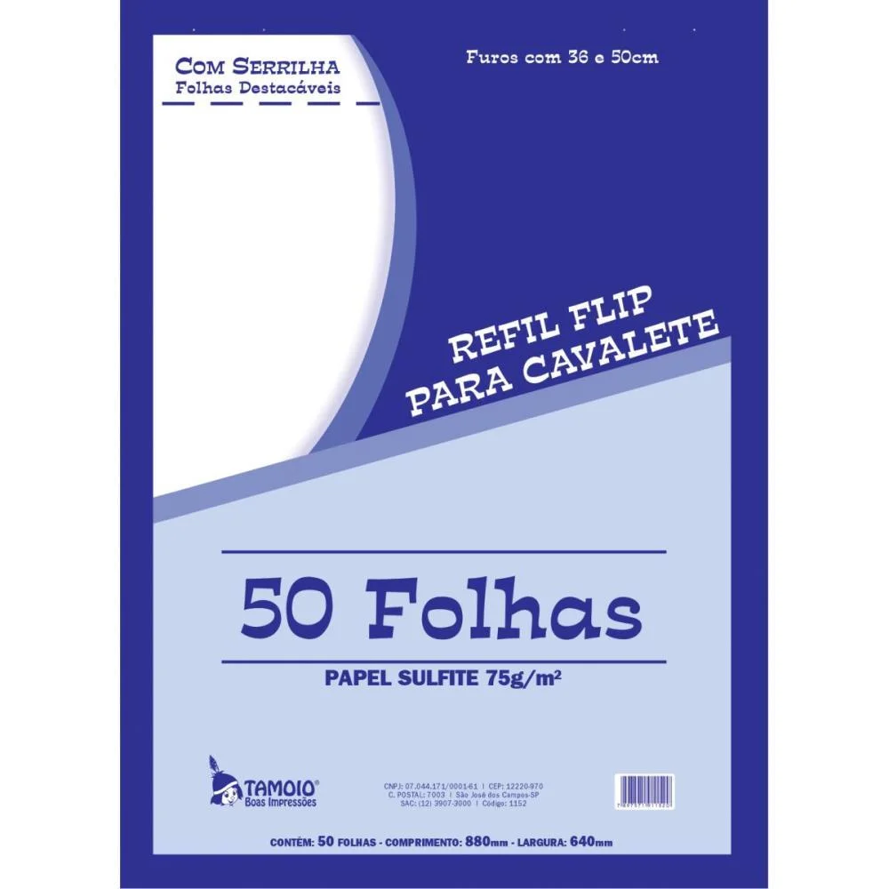 Papel Para Flip-Chart Serrilhado 64X88Cm 75G. 50Fls. Tamoio