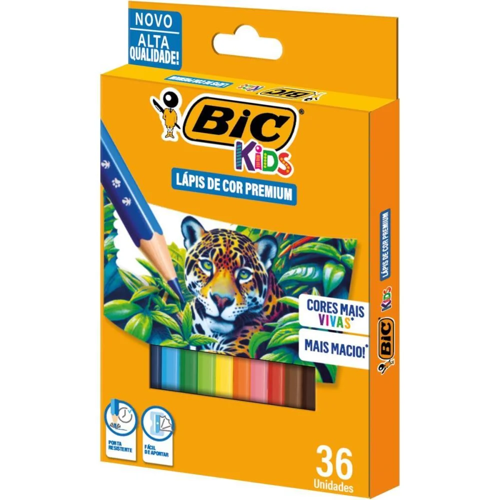 Lapis De Cor Sextavado Bic Kids Madeira 36 Cor. Bic (Pct.c/06)