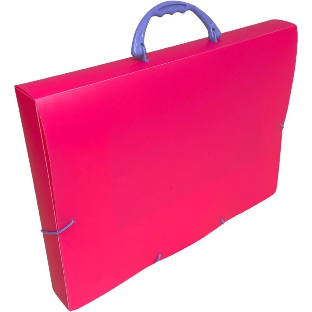 Maleta Plastica Com Alca Oficio Full Color Pink Dello