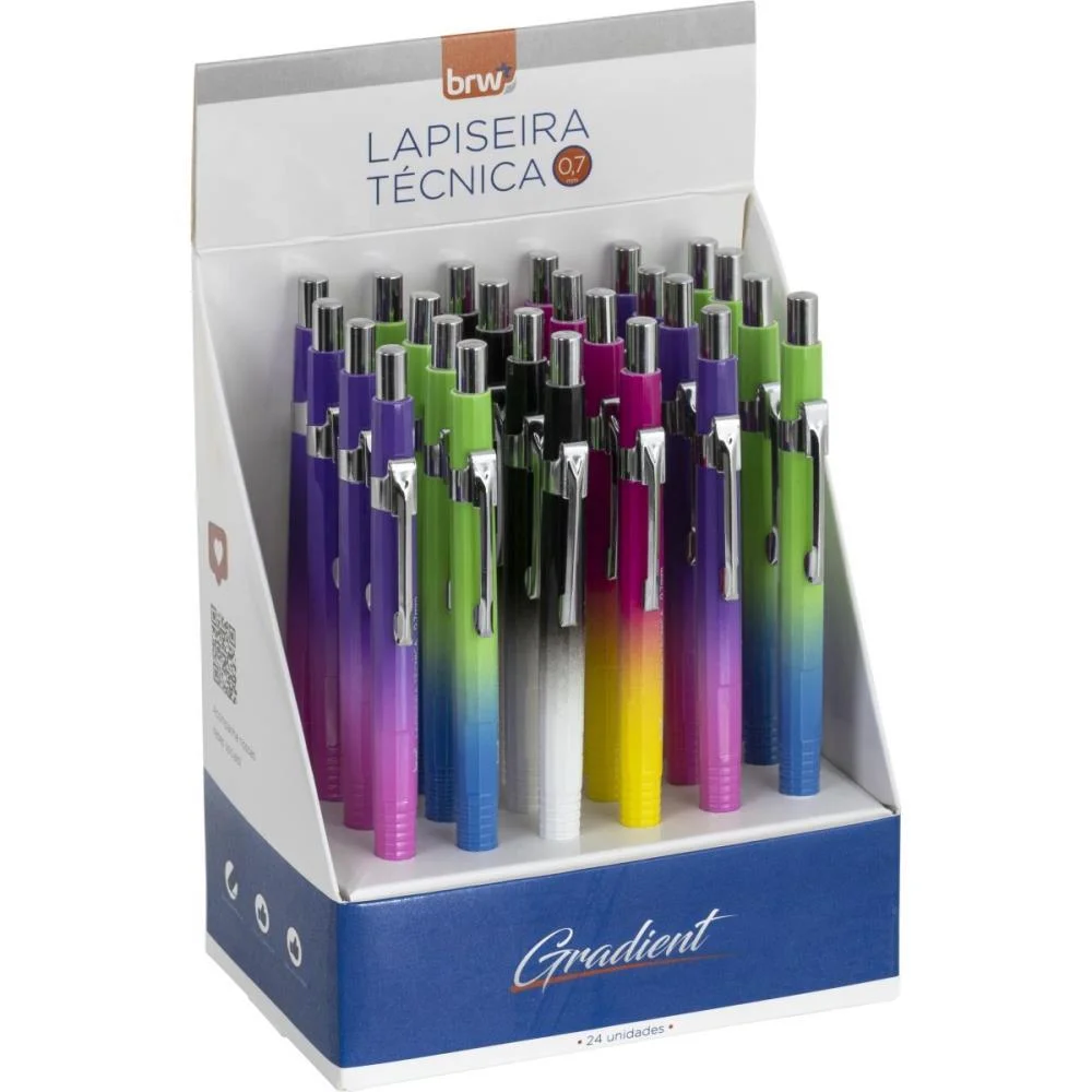 Lapiseira 0.7Mm Tecnica Degrade Cores Sortidas Brw C/ 24 Unidades