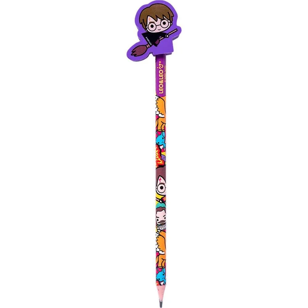 Lapis Preto Redondo Decorado Harry Potter C/Borracha 4Mod. Leonora (Pote-30)