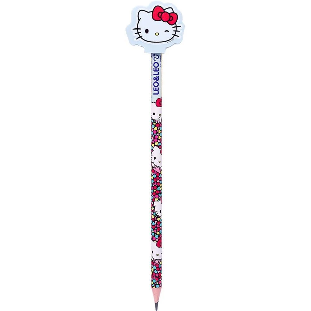 Lapis Preto Redondo Decorado Hello Kitty C/Borracha 4Mod. Leonora (Pote-30)