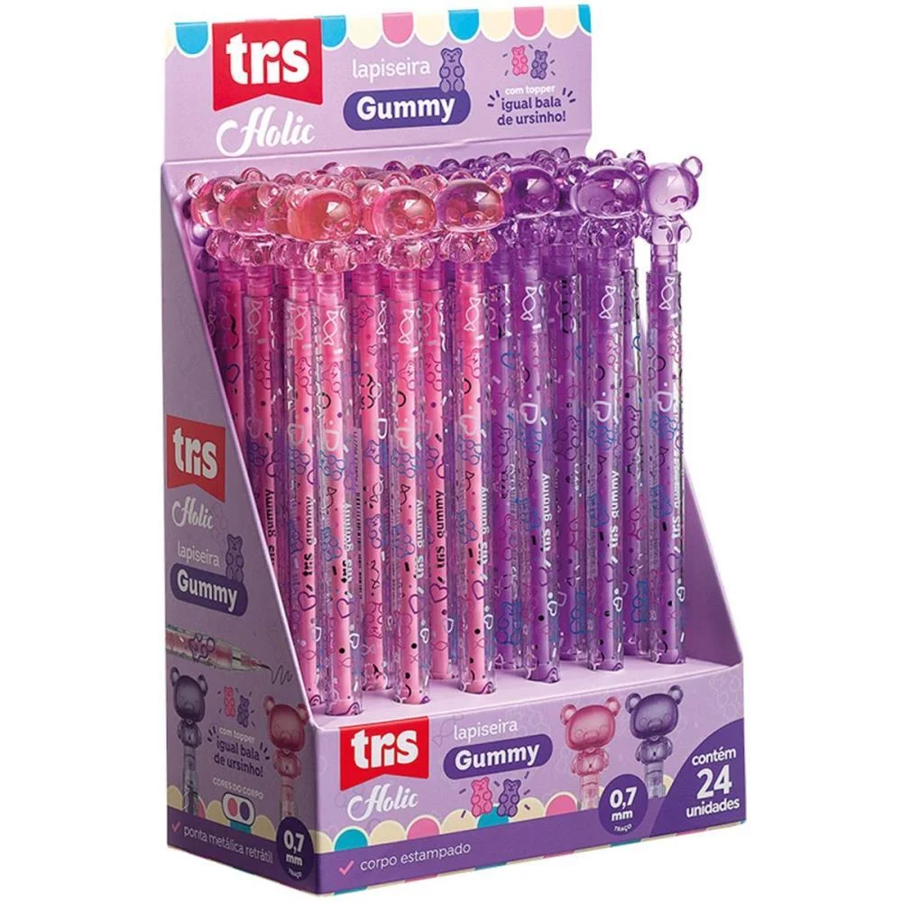 Lapiseira 0.7Mm Tris Gummy Retrat.ursinho 2Cor Summit C/ 24 Unidades