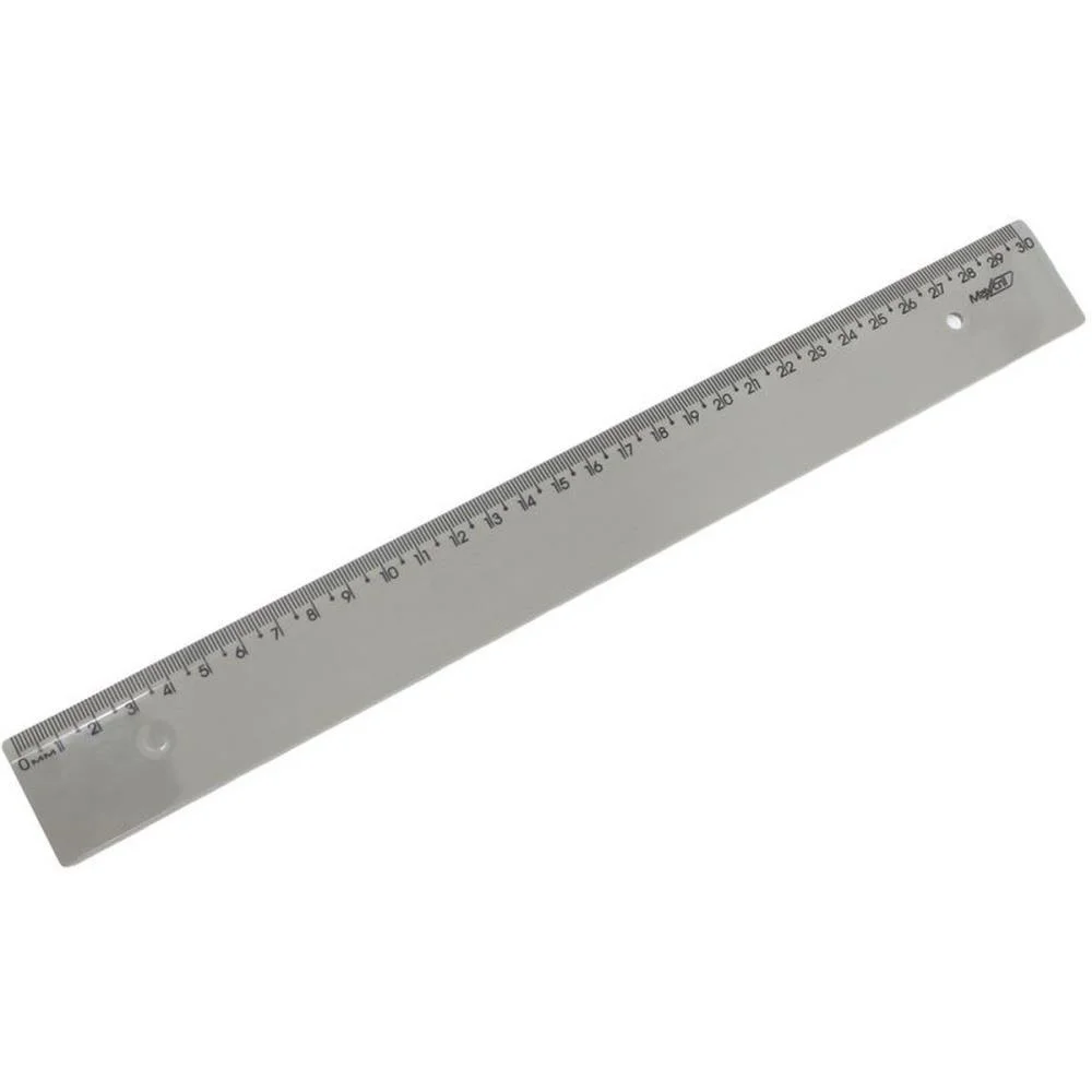 Regua De Poliestireno New Line Cinza 30Cm. Maxcril (Pct.c/10)