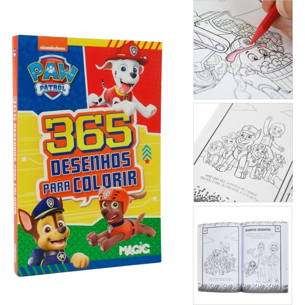 Livro Infantil Colorir 365 Desenhos Patrulha Canina Magic Kids
