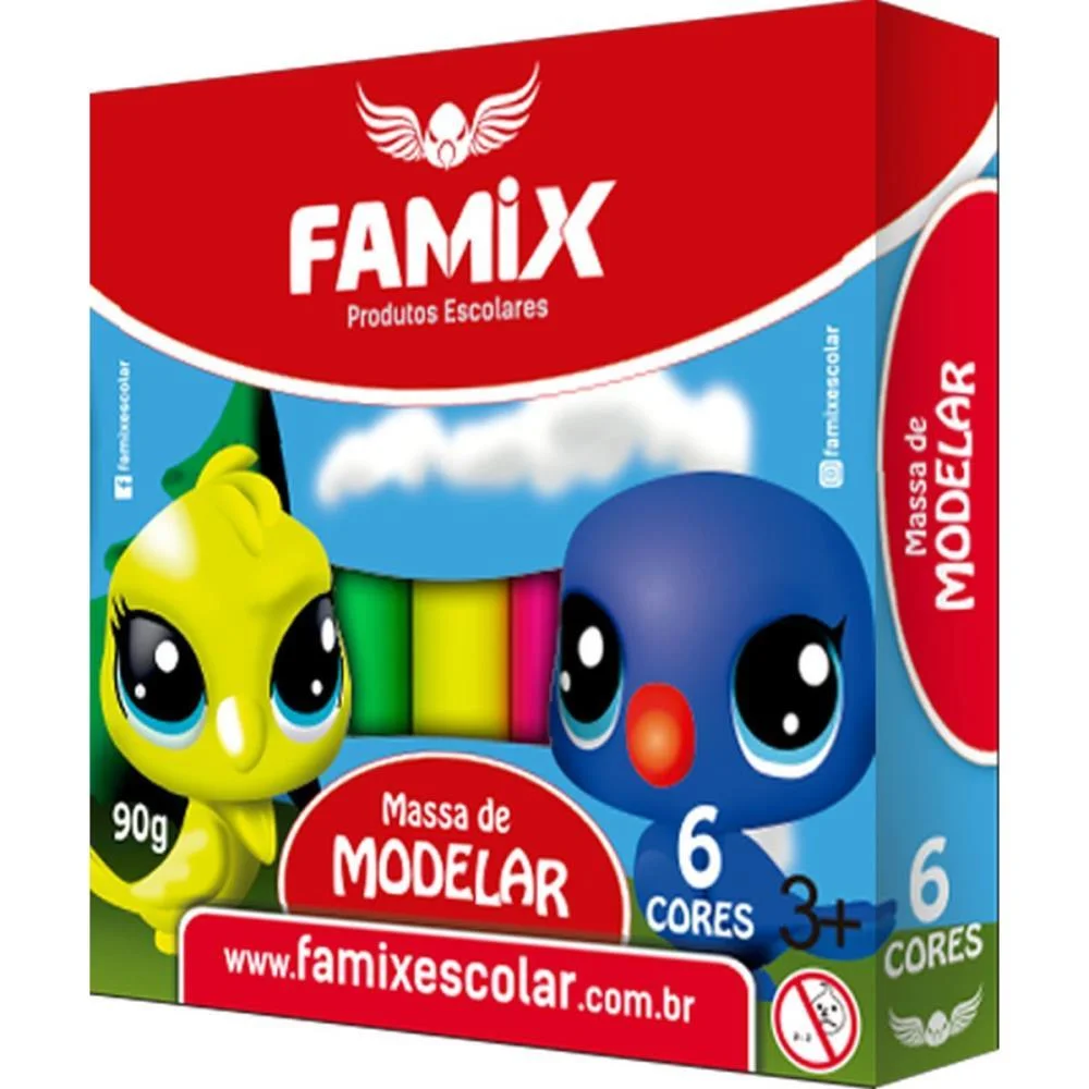 Massa Para Modelar 06 Cores 90G Famix (Pct.c/06)