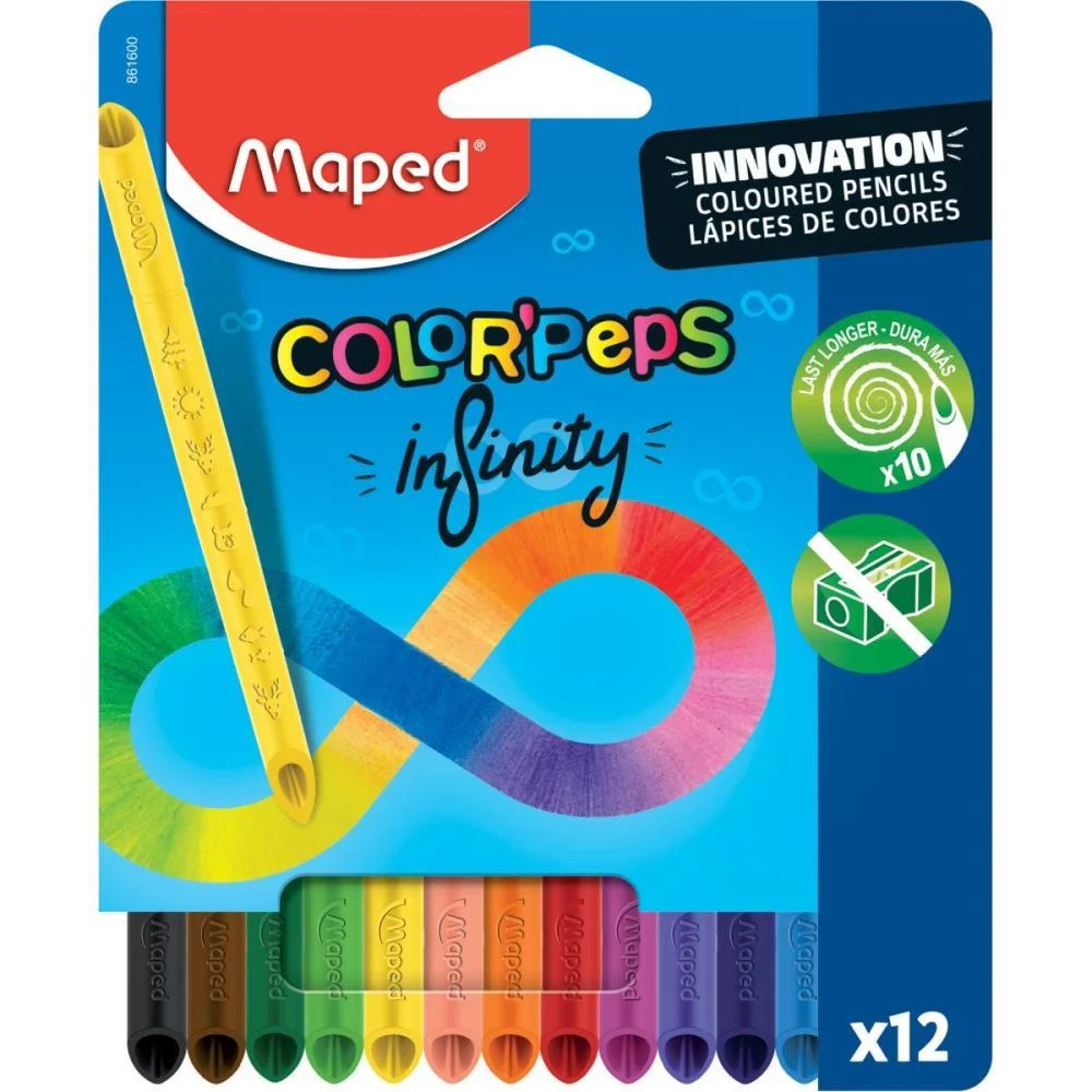 Lapis De Cor Redondo Color Peps Infinity 12 Cores Maped (Cx.c/12)